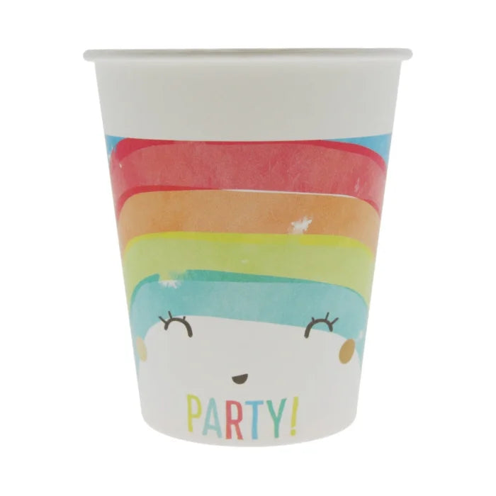 Kubeczki plastikowe Rainbow Party, 200ml, 8 szt.