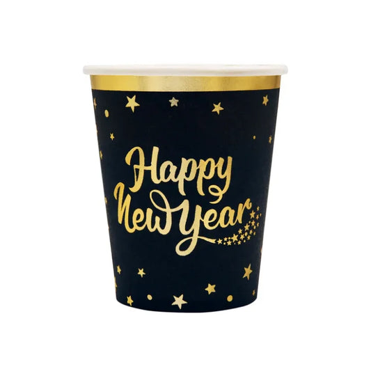 Kubek Happy New Year czarny 220ml 6szt.