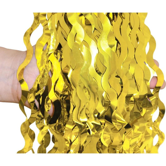 Kurtyna Dekoracyjna Złota Metaliczna Spirale – 100 x 200 cm