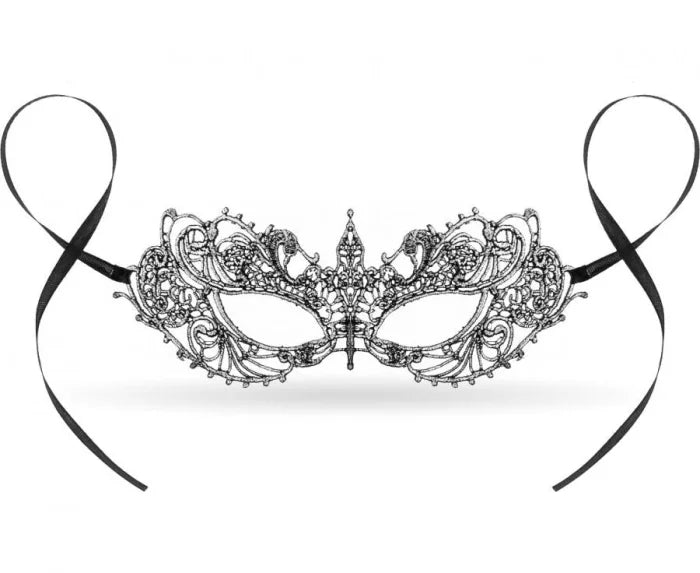 Maseczka ażurowa Srebrna Magia – 20,5 × 7,5 cm - Costume Masks