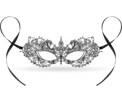 Maseczka ażurowa Srebrna Magia – 20,5 × 7,5 cm - Costume Masks