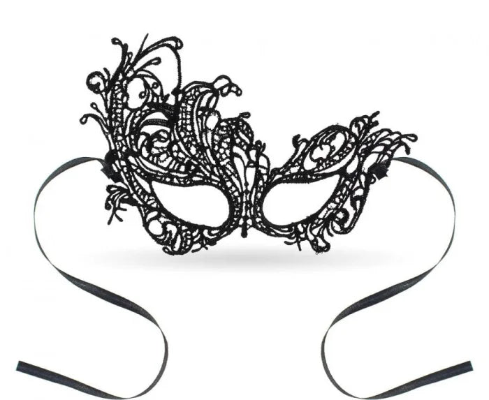 Maseczka ażurowa wenecka – czarna 21 × 14 cm - Costume Masks