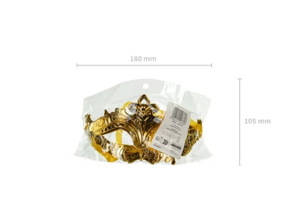 Maska karnawałowa – czarna / srebrna / ciemne złoto – 17 × 9 cm wiązana na wstążkę - Costume Masks