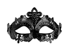 Maska karnawałowa – czarna / srebrna / ciemne złoto – 17 × 9 cm wiązana na wstążkę - Czarny - Costume Masks