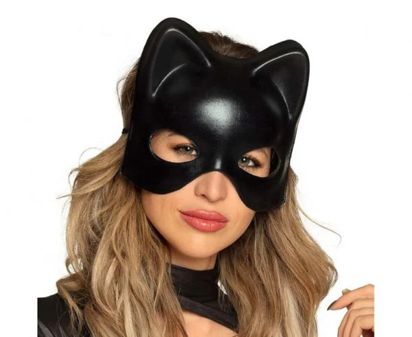 Maska wenecka kot czarna – elegancka maska karnawałowa dla dorosłych