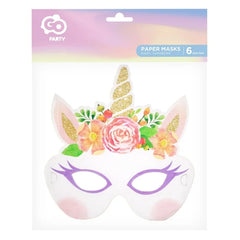 Maski Papierowe Jednorożec – 6 szt.