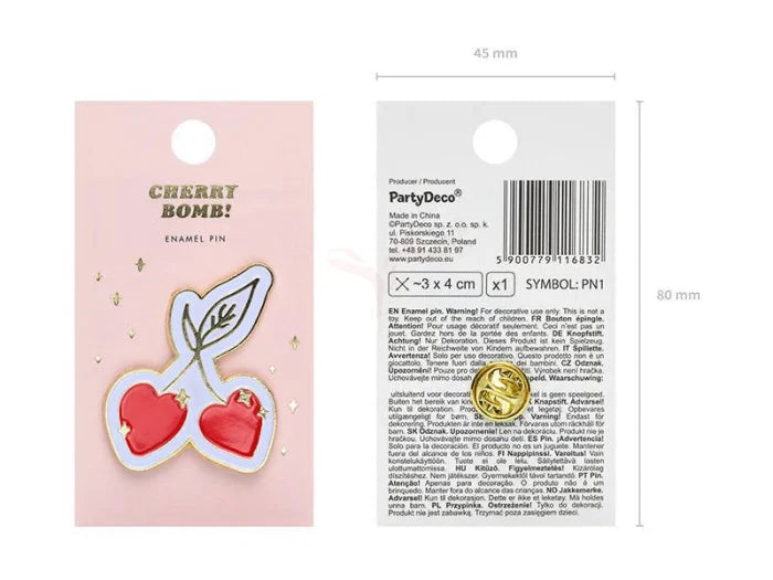 Metalowa Przypinka „Wisienki” – 3 x 4 cm