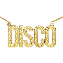 Naszyjnik – złoty łańcuszek z napisem „DISCO” - Costume Accessories