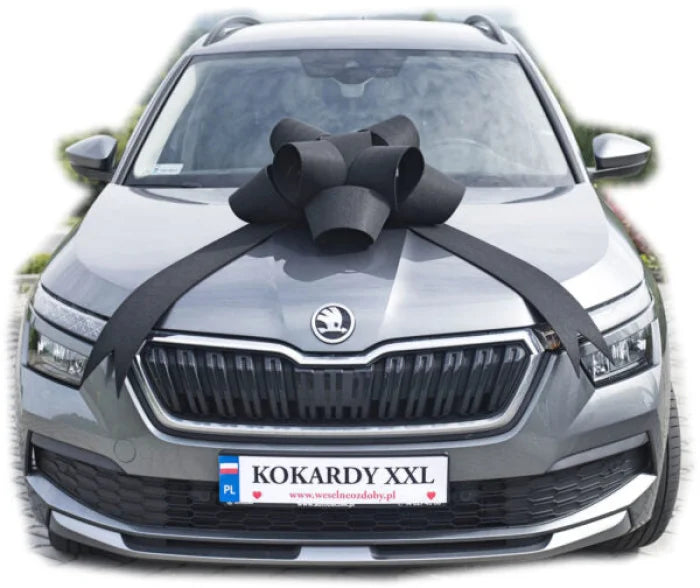 Ogromna kokarda XXL na samochód drzwi szyby - 60 cm średnicy zestaw - Black - Wedding Party Supplies
