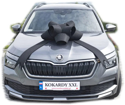 Ogromna kokarda XXL na samochód drzwi szyby - 60 cm średnicy zestaw - Black - Wedding Party Supplies