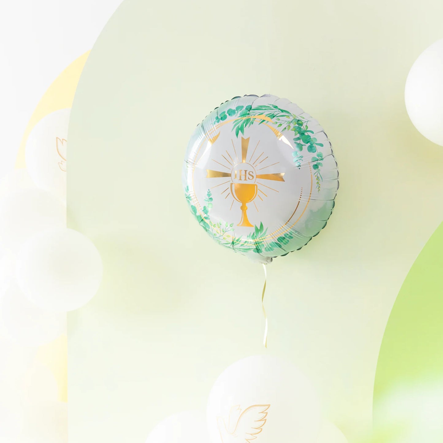 Balon foliowy okrągły Kielich IHS 45 cm – Pierwsza Komunia Święta