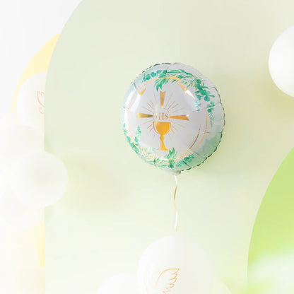 Balon foliowy okrągły Kielich IHS 45 cm – Pierwsza Komunia Święta