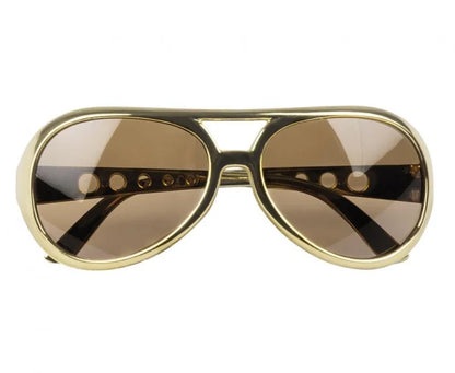 Okulary Elvis Rock ’n’ Roll – złote - Costume Accessories