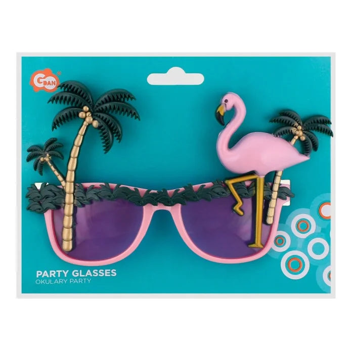 Okulary Hawajskie, Palmy i Flaming