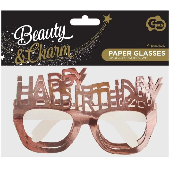 Okulary papierowe HAPPY BIRTHDAY - 4 szt.
