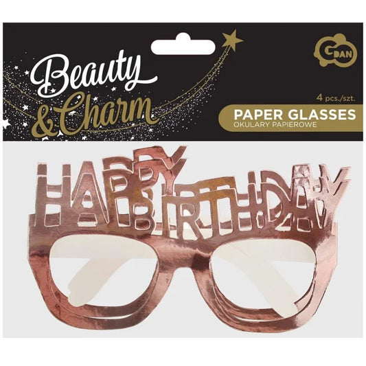 Okulary papierowe HAPPY BIRTHDAY - 4 szt.
