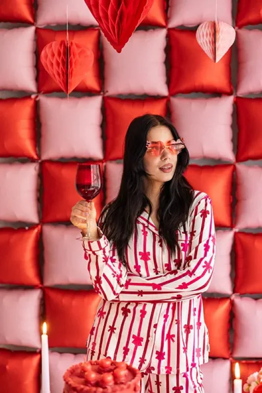 Okulary Serduszka z Płomieniami – czerwone - Costume Accessories