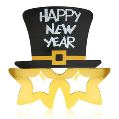 Okulary z cylindrem Happy New Year, złote