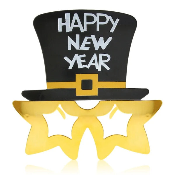 Okulary z cylindrem Happy New Year, złote