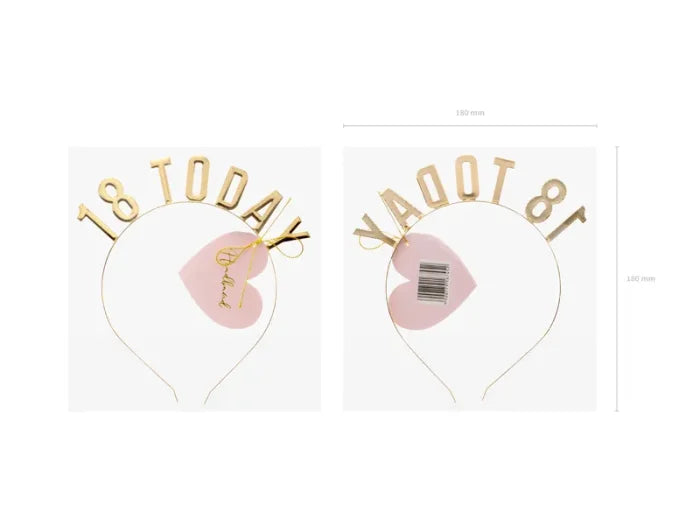Opaska „18 Today” złota - Costume Accessories