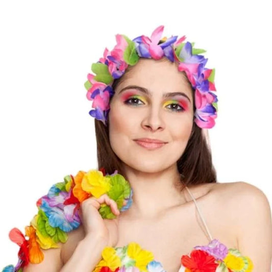 Opaska party ’Hawajskie Kwiaty’ – fioletowy mix