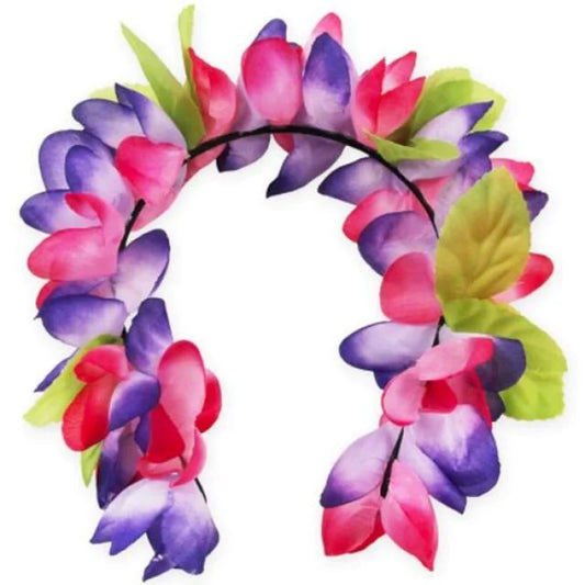 Opaska party ’Hawajskie Kwiaty’ – fioletowy mix