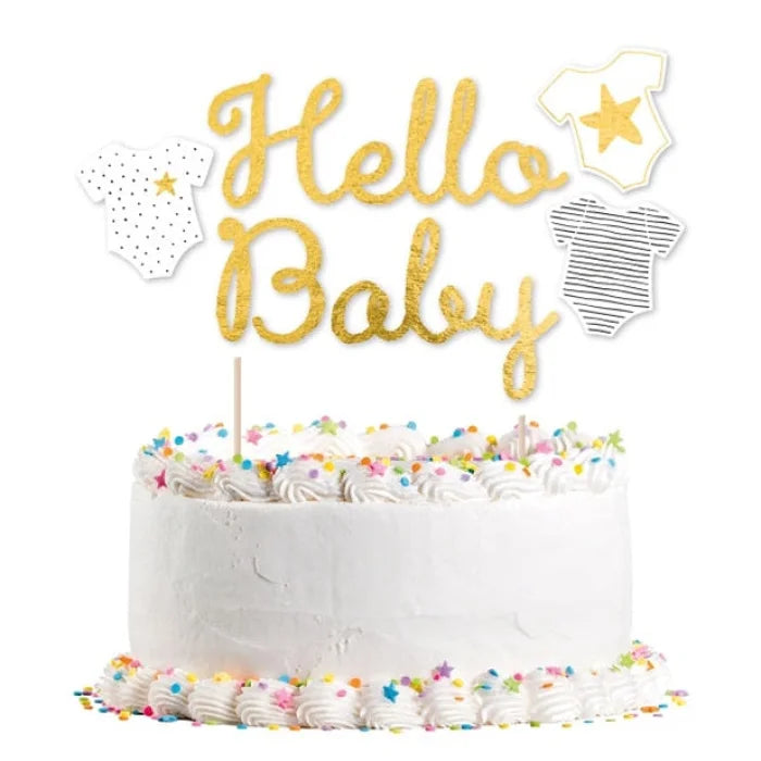 Papierowa Dekoracja na Tort z Napisem Hello Baby