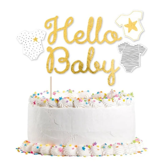 Papierowa Dekoracja na Tort z Napisem Hello Baby