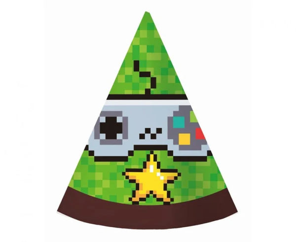 Papierowe Czapeczki Urodzinowe – Gaming Party 6 szt.