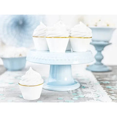 Papilotki na Muffinki Elegant Bliss Białe ze Złotymi Metalizowanymi Brzegami, 4,8 x 7,6 x 4,6 cm