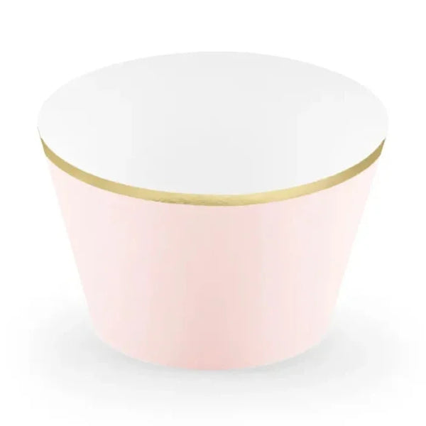 Papilotki na Muffinki Elegant Bliss Jasnoróżowe ze Złotymi Metalizowanymi Brzegami, 4,8 x 7,6 x 4,6 cm