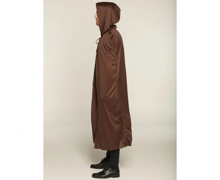 Peleryna z kapturem długa brązowa – 180 cm - Costume Accessories