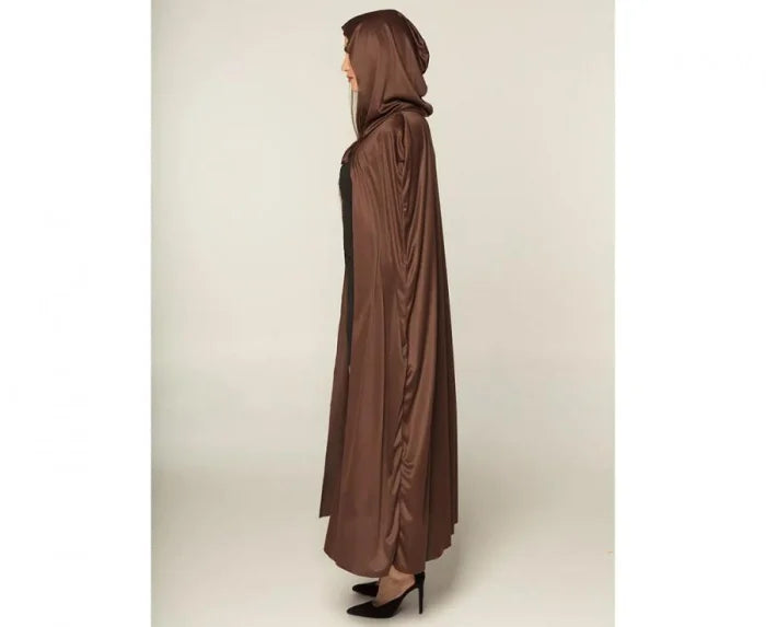 Peleryna z kapturem długa brązowa – 180 cm - Costume Accessories