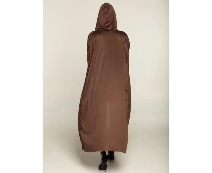 Peleryna z kapturem długa brązowa – 180 cm - Costume Accessories
