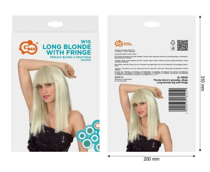 Peruka blond z grzywką długa