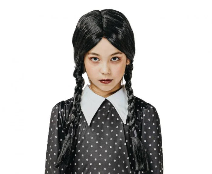 Peruka Czarne Warkocze – Wednesday Addams uniwersalny rozmiar - Costume Wigs