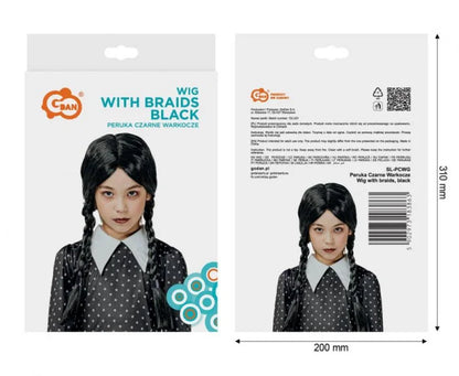 Peruka Czarne Warkocze – Wednesday Addams uniwersalny rozmiar - Costume Wigs