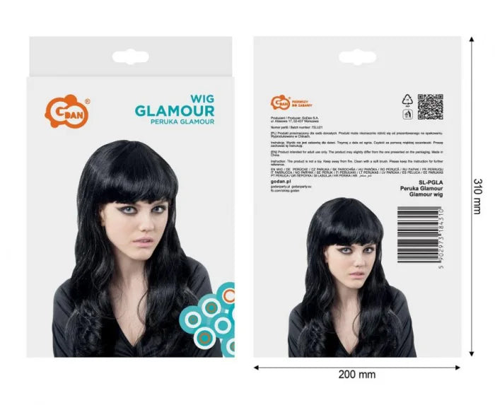 Peruka Glamour czarna Gotka – długie włosy uniwersalny rozmiar - Costume Wigs