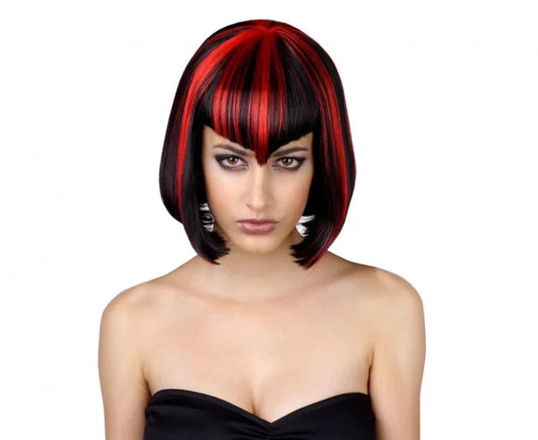 Peruka Gotycka czarno-czerwona krótka – uniwersalny rozmiar - Costume Wigs