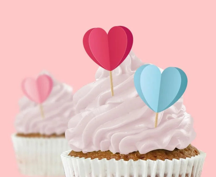Pikery Love is in the Air – Serduszka 3D | 6 szt. - Cake Toppers