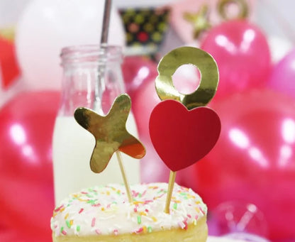 Pikery XOXO i serduszka – 6 szt. - Cake Toppers