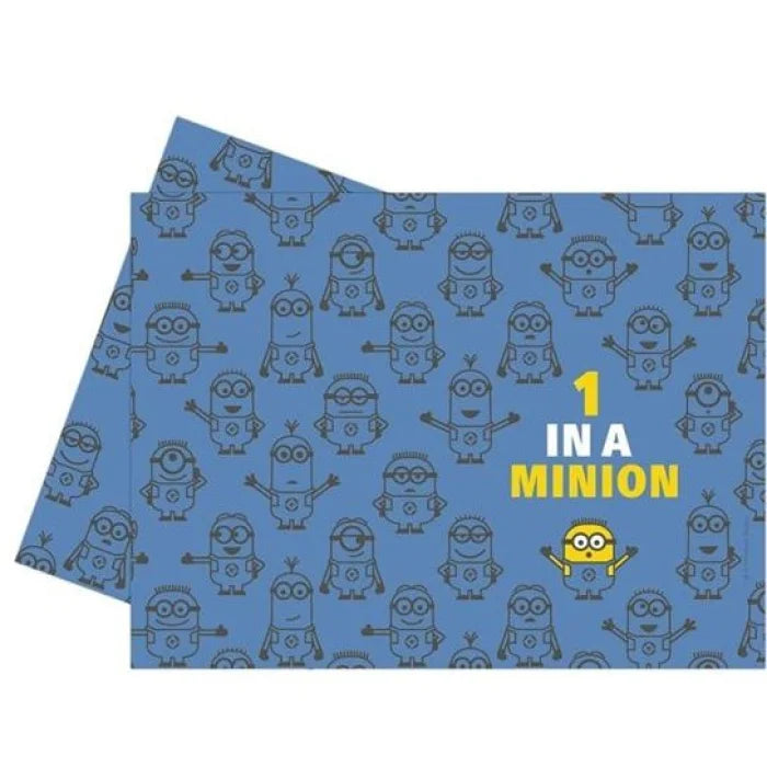 Plastikowy Obrus Folowy Minionki Niebieski – 120x180 cm