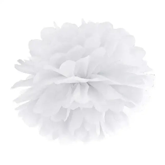 Pompon bibułowy, biały, 25cm