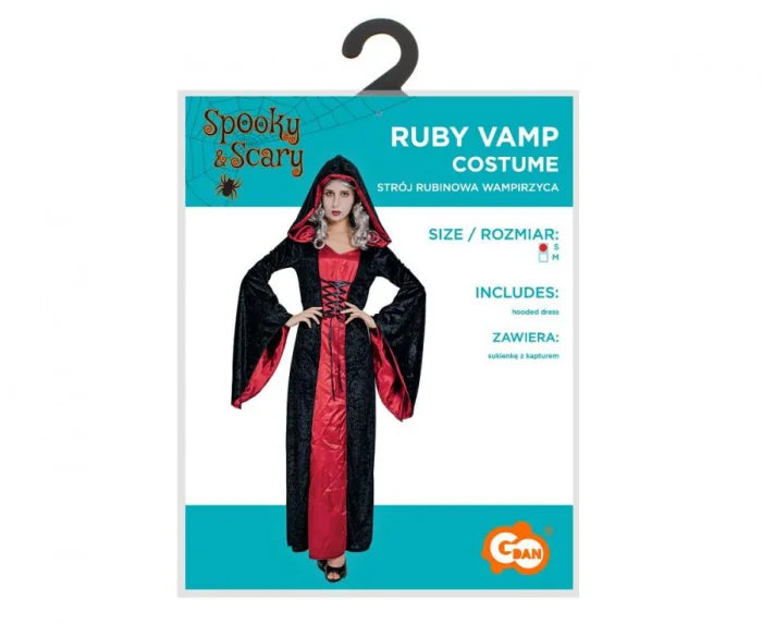 Przebranie Czerwona Wampirzyca dla dorosłych – rozmiar S czarno czerwony Costumes