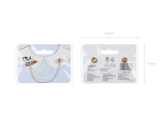 Przypinka na kołnierzyk „Piesek” z łańcuszkiem – mix kolorów 13,5 cm - Costume Accessories