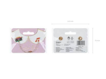 Przypinka na kołnierzyk „Radio” z łańcuszkiem – mix kolorów 13,5 cm - Costume Accessories