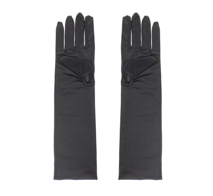 Rękawiczki długie czarne wieczorowe – lateksowe uniwersalne - Costume Accessories