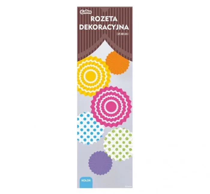 Rozeta dekoracyjna ’Biały pasek’ niebieska śr. 40 cm