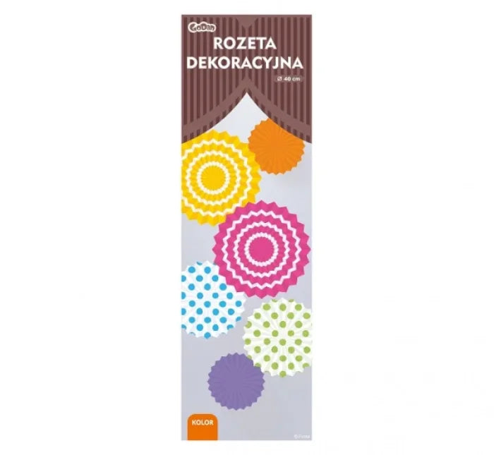 Rozeta dekoracyjna ’Biały pasek’ pomarańczowa śr. 40 cm