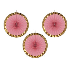 Rozeta dekoracyjna PB&C, różowa, 40 cm, 3 szt.